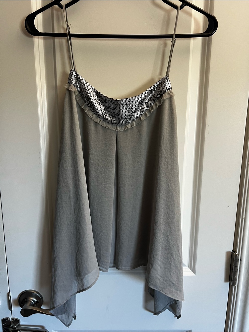 Express Sequin Grey Small Camisole Top
